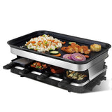 1500W Raclette Grill 8 People Grill Plate Non-stick Coated, Raclette With 8 Mini Raclette Pans, Infinitely Adjustable Temperature