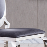 Velvet Dining Chair with Oval Backrest Set of 2, Stainless Steel Legs