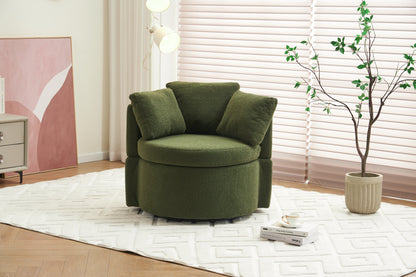 Teddy Fabric Swivel And Storage Chair With Back Cushion Green