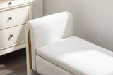 Velvet Fabric Storage Bench Bedroom Bench With Gold Metal Trim Strip