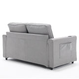 {VIDEO Provided}3-in-1 Upholstered Futon Sofa Convertible Sofa bed,Foldable Tufted Loveseat with Pull Out Sleeper Couch Bed,Folding Mattres Love Seat Daybed W/Side Pockets and Cup Holder, Light Gray