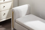 Velvet Fabric Storage Bench Bedroom Bench With Gold Metal Trim Strip