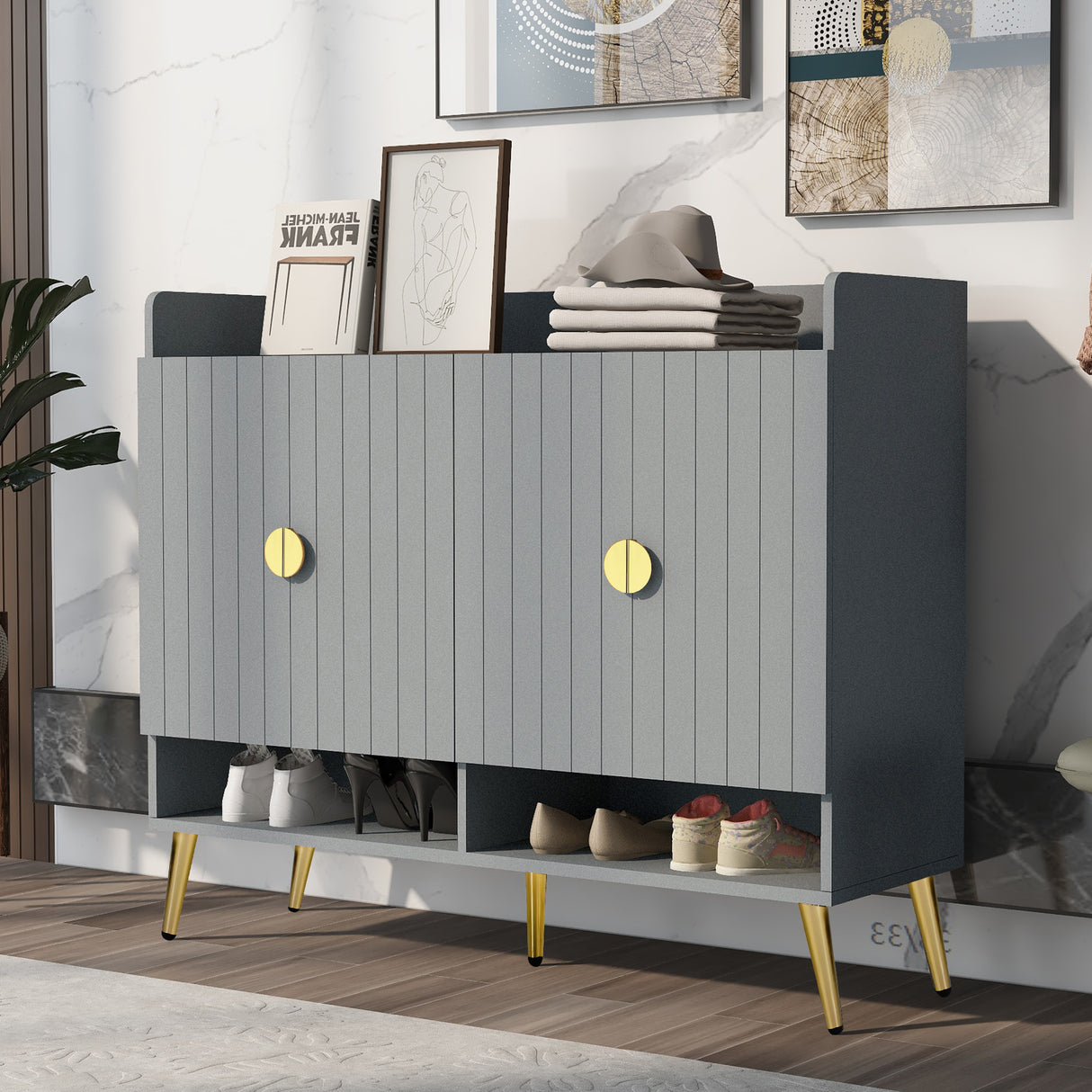 U-Can Shoe Cabinet with Doors, 11-Tier Storage  Entryway