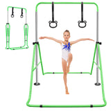 Green Multi-Functional Adjustable Height Children's Horizontal Gymnastic Bar With Bear Rings