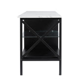 TV stand,Iron TV cabinet,entertainment center, TV set, media console, with LED lights, remote control,toughened glass stand,can be placed in the living room, bedroom, color:white with marble texture
