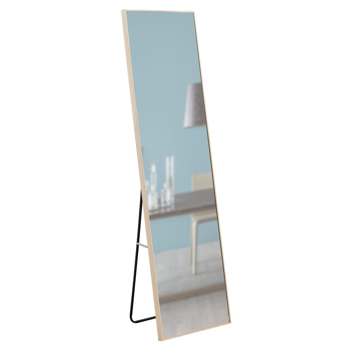 The3rd generation packaging upgrade includes a light oak solid wood frame full length mirror, dressing mirror, bedroom entrance, decorative mirror, clothing store, and floor mounted mirror. 60" *17.3"