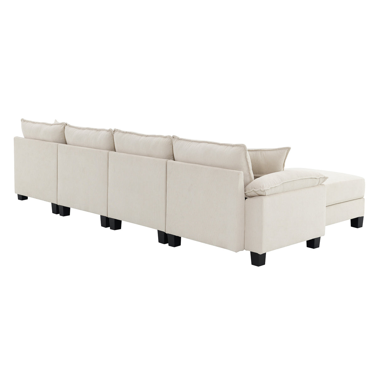 [New]Wide Seat Corduroy Modular Sectional Sofa Bed, Sleeper Couch Set with Armrest Pillow,6 Seat Free Combination Sofa with Ottomans, Oversized Indoor Furniture for Living Room, 2 Colors