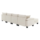 [New]Wide Seat Corduroy Modular Sectional Sofa Bed, Sleeper Couch Set with Armrest Pillow,6 Seat Free Combination Sofa with Ottomans, Oversized Indoor Furniture for Living Room, 2 Colors