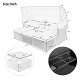 U_Style Outdoor Patio Rectangle Daybed with Retractable Canopy,  Wicker Furniture Sectional Seating with Washable Cushions, Backyard, Porch(As same as WY000263AAE)