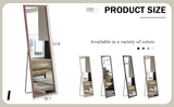 Third generation packaging upgrade, thickened border, brown wood grain solid wood frame full length mirror, dressing mirror, bedroom entrance, decorative mirror, and floor standing mirror. 57.9"*18.1"