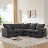 [VIDEO provided] [New] 84*84" Modern L Shape Modular Sofa, 5 Seat Chenille Sectional Couch Set with 2 Pillows Included, Freely Combinable Indoor Funiture for Living Room, Apartment, Office, 2 Colors