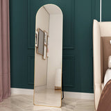 The third generation floor mounted full length rearview mirror. Aluminum alloy metal frame arched wall mirror, bathroom makeup mirror, clothing store, wall mounted. Gold 60 "*16.5"W115158172