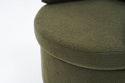 Teddy Fabric Swivel And Storage Chair With Back Cushion Green