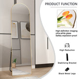 The third generation floor mounted full length rearview mirror. Aluminum alloy metal frame arched wall mirror, bathroom makeup mirror, clothing store, wall mounted. Gold 60 "*16.5"W115158172
