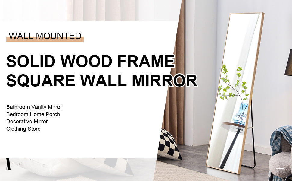 The3rd generation packaging upgrade includes a light oak solid wood frame full length mirror, dressing mirror, bedroom entrance, decorative mirror, clothing store, and floor mounted mirror. 60" *17.3"