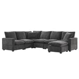 [VIDEO provided] [New] 110*84" Modern U Shape Modular Sofa, 7 Seat Chenille Sectional Couch Set with 2 Pillows Included, Freely Combinable Indoor Funiture for Living Room, Apartment, Office, 2 Colors