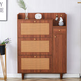 Japanese rattan shoe cabinet, bed top cabinet Brown