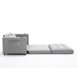 {VIDEO Provided}3-in-1 Upholstered Futon Sofa Convertible Sofa bed,Foldable Tufted Loveseat with Pull Out Sleeper Couch Bed,Folding Mattres Love Seat Daybed W/Side Pockets and Cup Holder, Light Gray