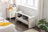 Velvet Fabric Storage Bench Bedroom Bench With Gold Metal Trim Strip