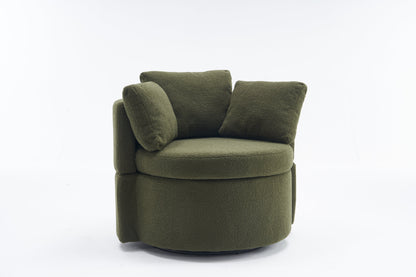 Teddy Fabric Swivel And Storage Chair With Back Cushion Green