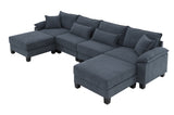 [New]Wide Seat Corduroy Modular Sectional Sofa Bed, Sleeper Couch Set with Armrest Pillow,6 Seat Free Combination Sofa with Ottomans, Oversized Indoor Furniture for Living Room, 2 Colors