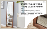 Third generation packaging upgrade, thickened border, brown wood grain solid wood frame full length mirror, dressing mirror, bedroom entrance, decorative mirror, and floor standing mirror. 57.9"*18.1"