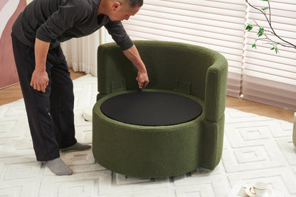 Teddy Fabric Swivel And Storage Chair With Back Cushion Green