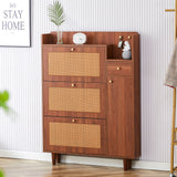 Japanese rattan shoe cabinet, bed top cabinet Brown
