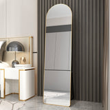 The third generation floor mounted full length rearview mirror. Aluminum alloy metal frame arched wall mirror, bathroom makeup mirror, clothing store, wall mounted. Gold 60 "*16.5"W115158172
