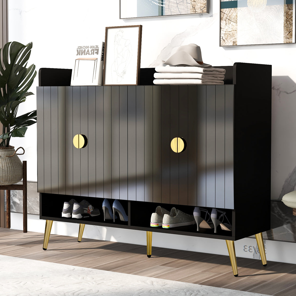 U-Can Shoe Cabinet with Doors, 11-Tier Storage  Entryway