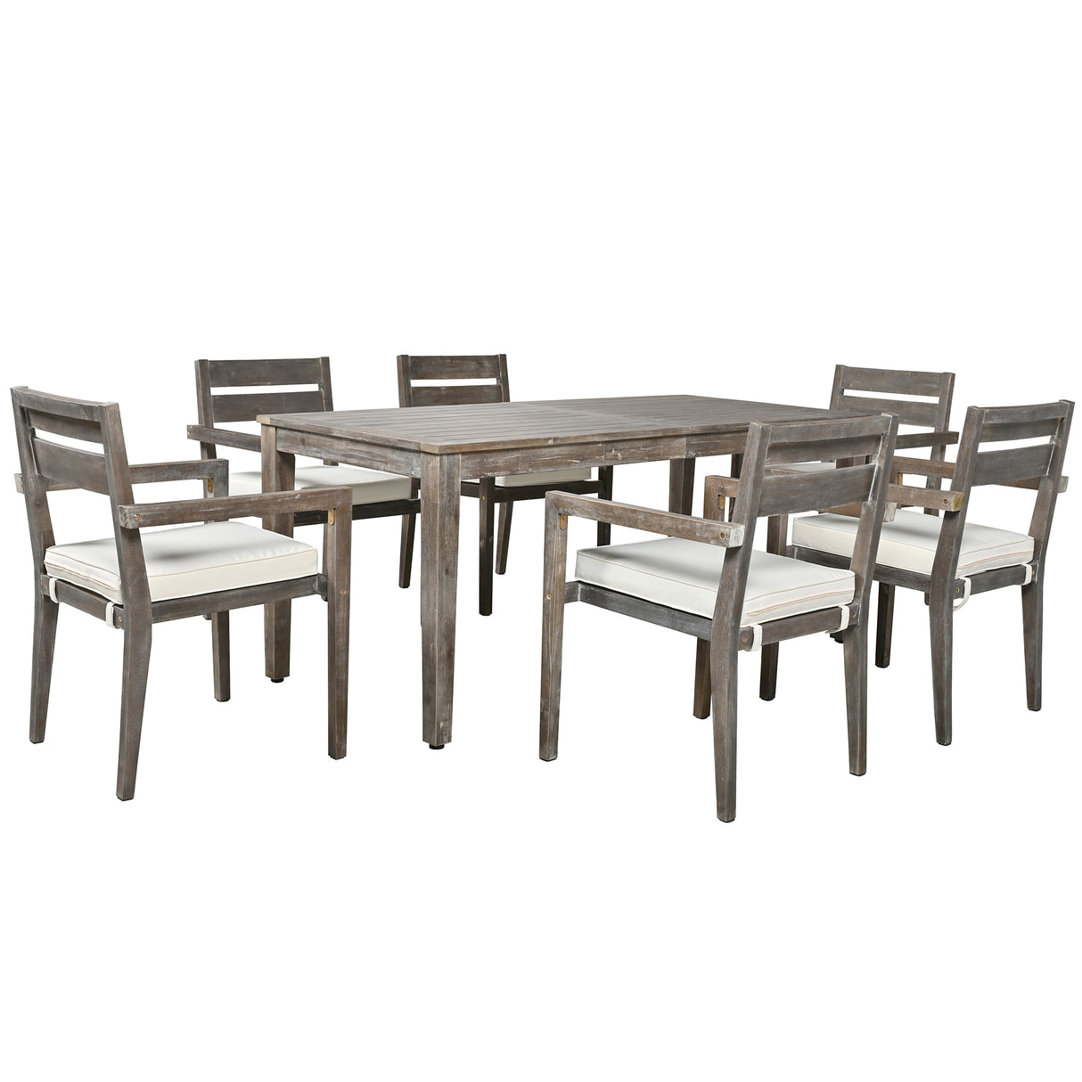 U_Style  Acacia Wood Outdoor Dining Table And Chairs Suitable For Patio, Balcony Or Backyard
