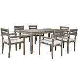 U_Style  Acacia Wood Outdoor Dining Table And Chairs Suitable For Patio, Balcony Or Backyard
