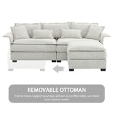 [VIDEO provided][New]95*66"Oversized Luxury Sectional Sofa with Bentwood Armrests,4 seat Upholstered Indoor Furniture with Double Cushions,L Shape Couch with Ottoman for Living Room,Apartment,3 Colors