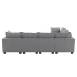 [VIDEO provided][New] 120*93" Modern U Shape Modular Sofa with Storage Ottoman,Luxury 7 Seat Sectional Couch Set with 2 Pillows Included,Freely Combinable Indoor Funiture for Living Room, Apartment
