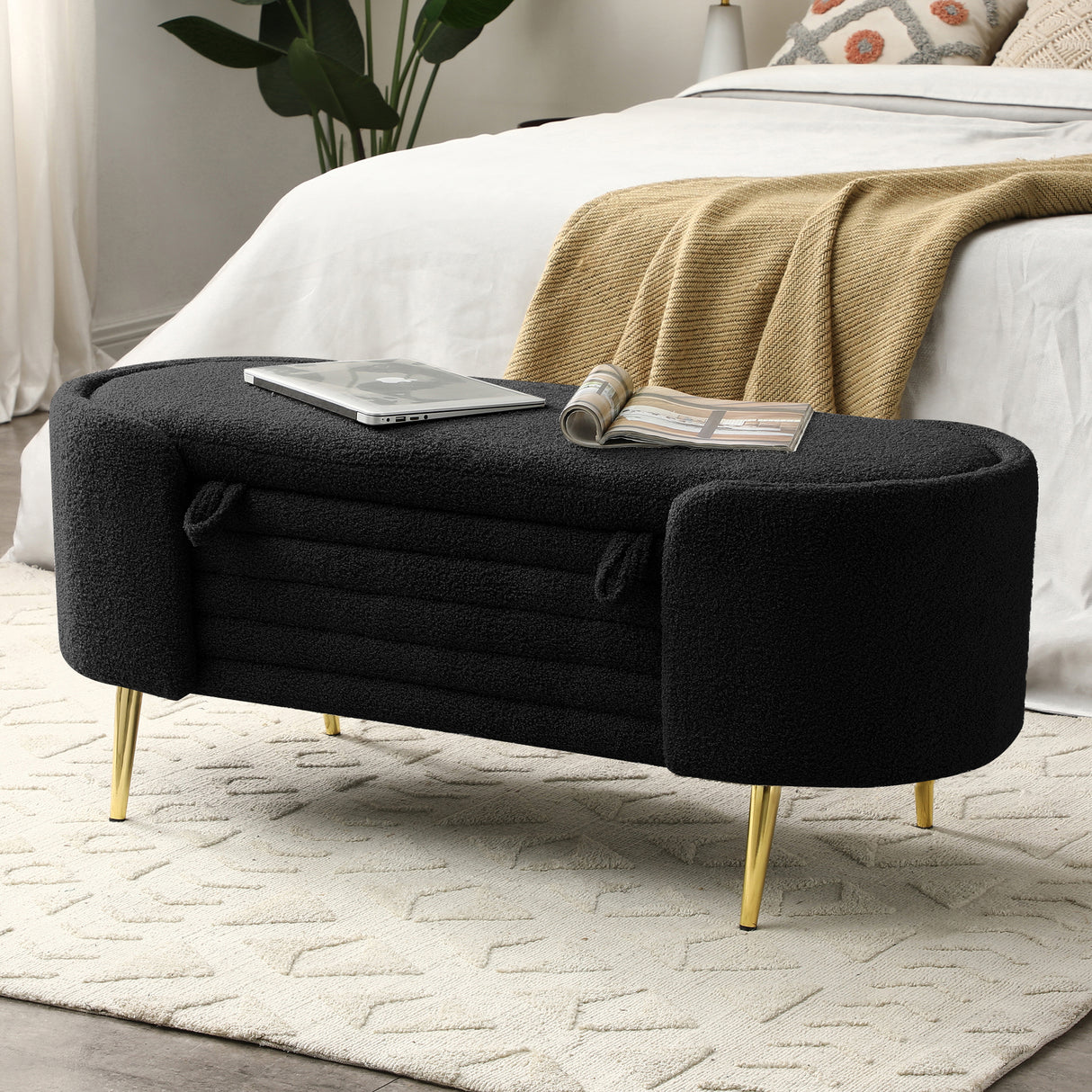 Upholstered Sherpa Ottoman