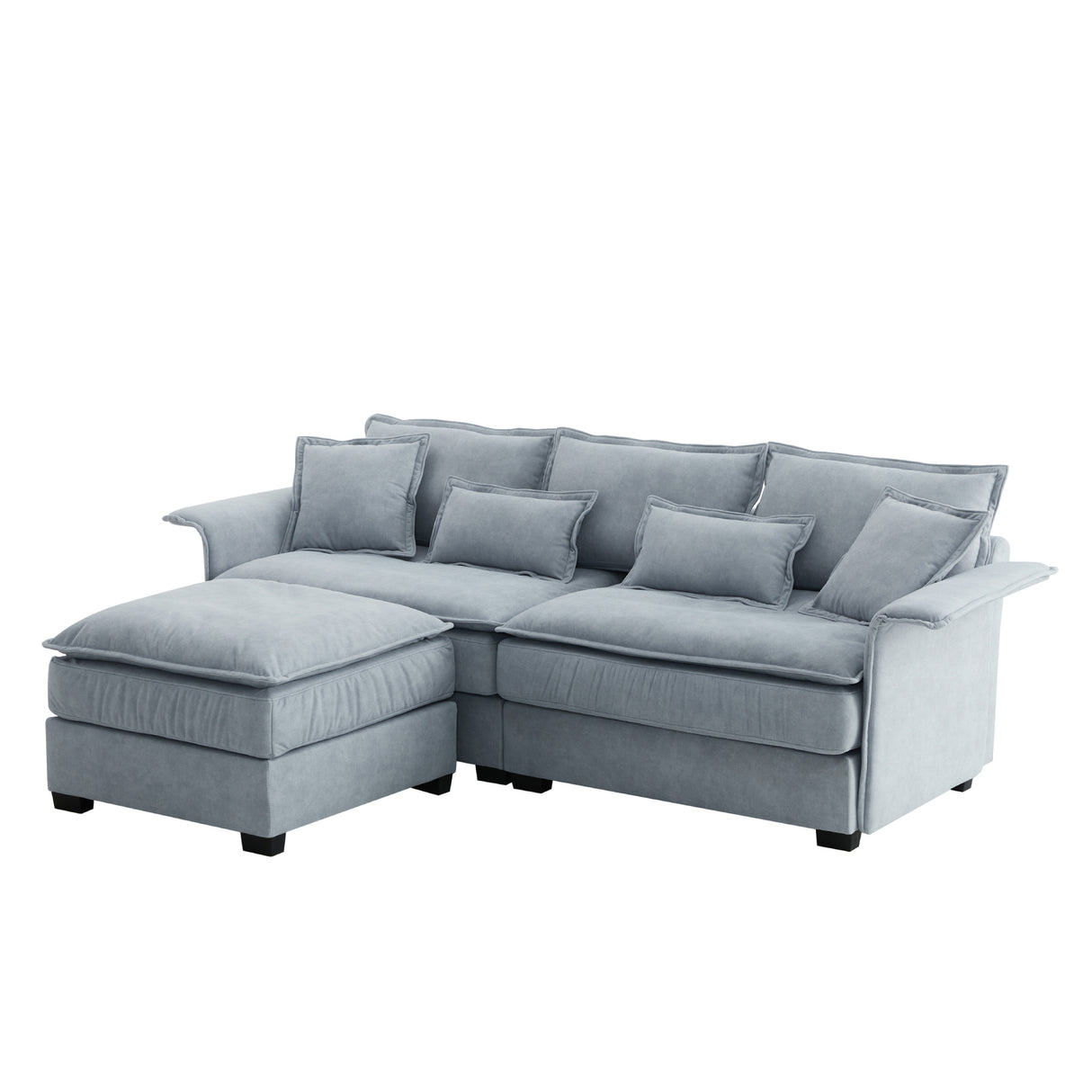 [VIDEO provided][New]95*66"Oversized Luxury Sectional Sofa with Bentwood Armrests,4 seat Upholstered Indoor Furniture with Double Cushions,L Shape Couch with Ottoman for Living Room,Apartment,3 Colors