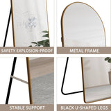 The third generation floor mounted full length rearview mirror. Aluminum alloy metal frame arched wall mirror, bathroom makeup mirror, clothing store, wall mounted. Gold 60 "*16.5"W115158172