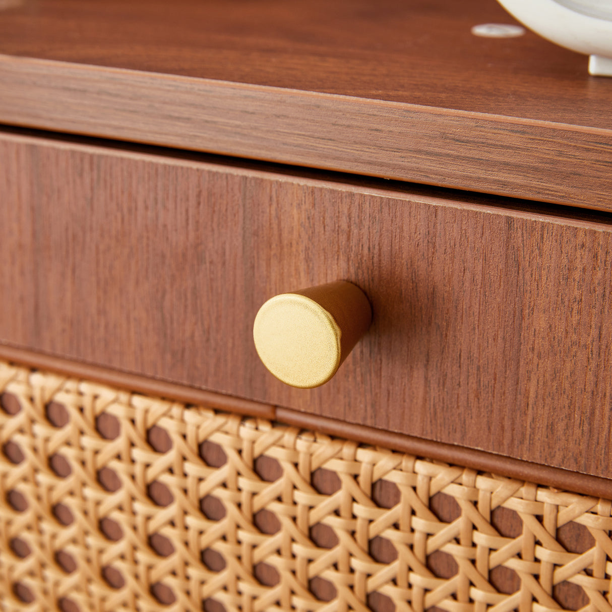 Japanese rattan shoe cabinet, bed top cabinet Brown