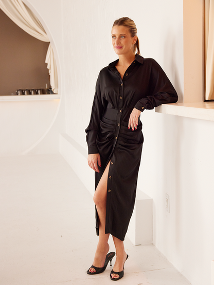 Stylish Pleated Shirt Dress