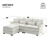 [VIDEO provided][New]95*66"Oversized Luxury Sectional Sofa with Bentwood Armrests,4 seat Upholstered Indoor Furniture with Double Cushions,L Shape Couch with Ottoman for Living Room,Apartment,3 Colors