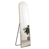 The third generation floor mounted full length rearview mirror. Aluminum alloy metal frame arched wall mirror, bathroom makeup mirror, clothing store, wall mounted. Gold 60 "*16.5"W115158172