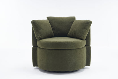 Teddy Fabric Swivel And Storage Chair With Back Cushion Green