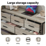 Wood Dresser with 7 Drawers, Wooden Storage Closet for Bedroom, Solid Clothes Cabinet with Sturdy Steel Frame, 48.58"W×15.75"D×31.22"H, 48 inch, Rustic Grey