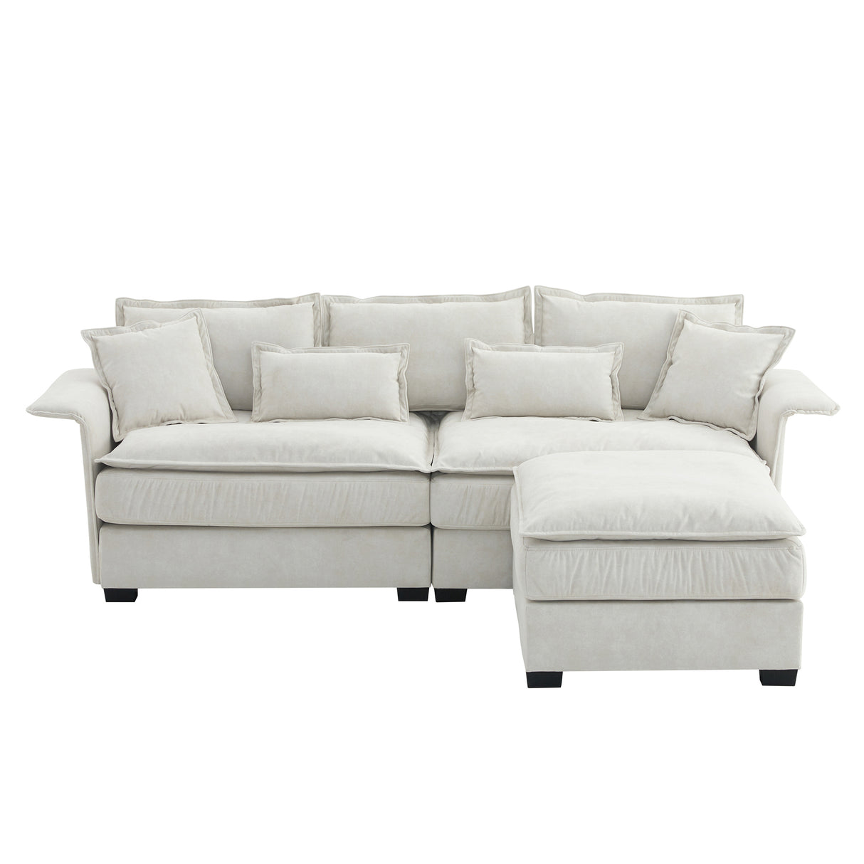 [VIDEO provided][New]95*66"Oversized Luxury Sectional Sofa with Bentwood Armrests,4 seat Upholstered Indoor Furniture with Double Cushions,L Shape Couch with Ottoman for Living Room,Apartment,3 Colors