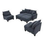 [New]Wide Seat Corduroy Modular Sectional Sofa Bed, Sleeper Couch Set with Armrest Pillow,6 Seat Free Combination Sofa with Ottomans, Oversized Indoor Furniture for Living Room, 2 Colors