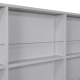Wooden Full Size House Bed with Trundle,Kids Bed with Shelf, Gray