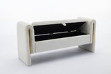 Velvet Fabric Storage Bench Bedroom Bench With Gold Metal Trim Strip
