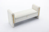 Velvet Fabric Storage Bench Bedroom Bench With Gold Metal Trim Strip