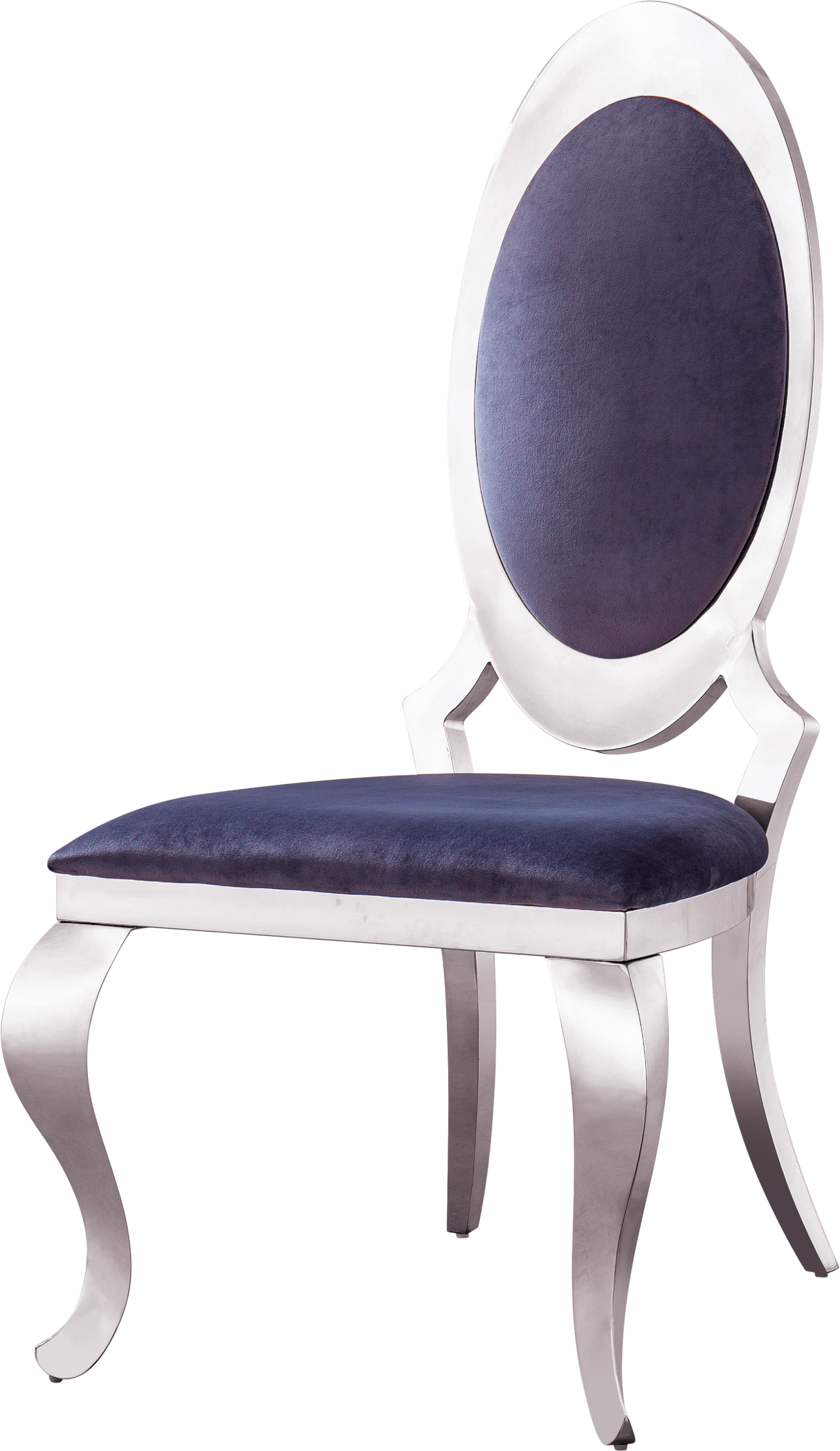 Velvet Dining Chair with Oval Backrest Set of 2, Stainless Steel Legs
