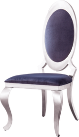 Velvet Dining Chair with Oval Backrest Set of 2, Stainless Steel Legs